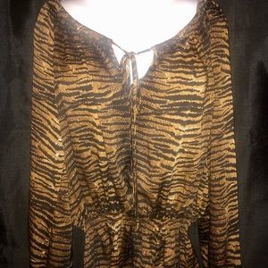 Michael Kors long sleeve animal tiger print top